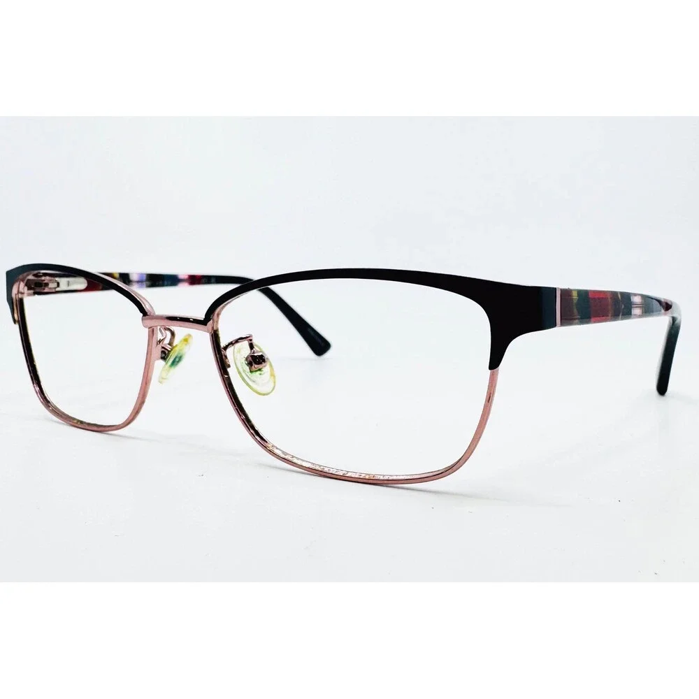 Nicole Miller Eyeglasses Womens Black Rose Gold EVERGREENCG C01 53-16-135